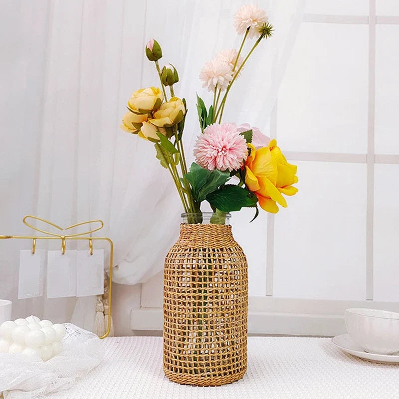 Woven rattan vase for dried flowers retro decoration - view 2