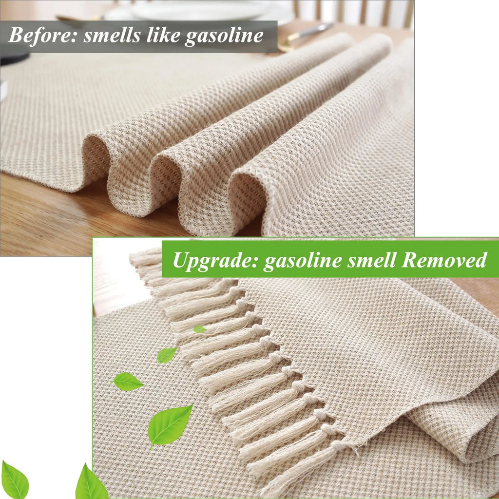 Embroidered Beige Linen Table Runner for Dining Room Decor - view 4