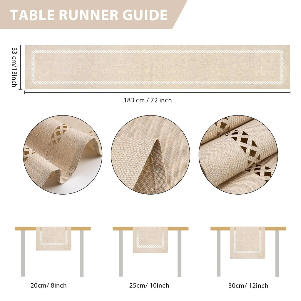 Linen table runner modern chic openwork pattern - view 7