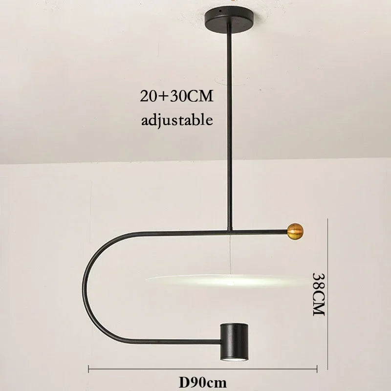 Minimalist Nordic acrylic chandelier for modern decoration - A-Black-D90cm / 220V / Cool Light 6000K