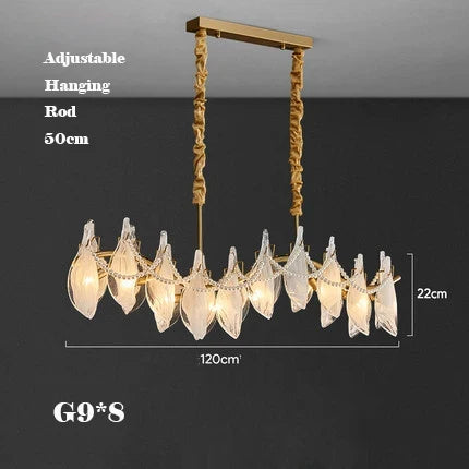 Creative chandelier in frosted glass with modern hanging beads - Warm Light / L120cm B