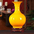 Jingdezhen Yellow Ceramic Vases, All Yellow Glaze Home Crafts, Living Room, Office Decoration, Wedding Gifts - A-23cm