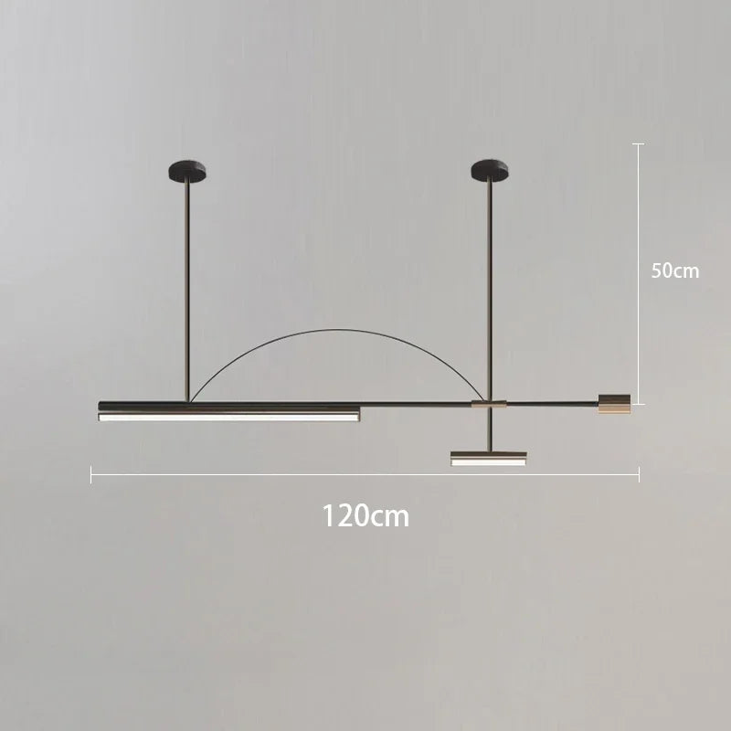 Modern Nordic minimalist design chandelier for interior decoration - B-120cm Gold Black / Neutral Light