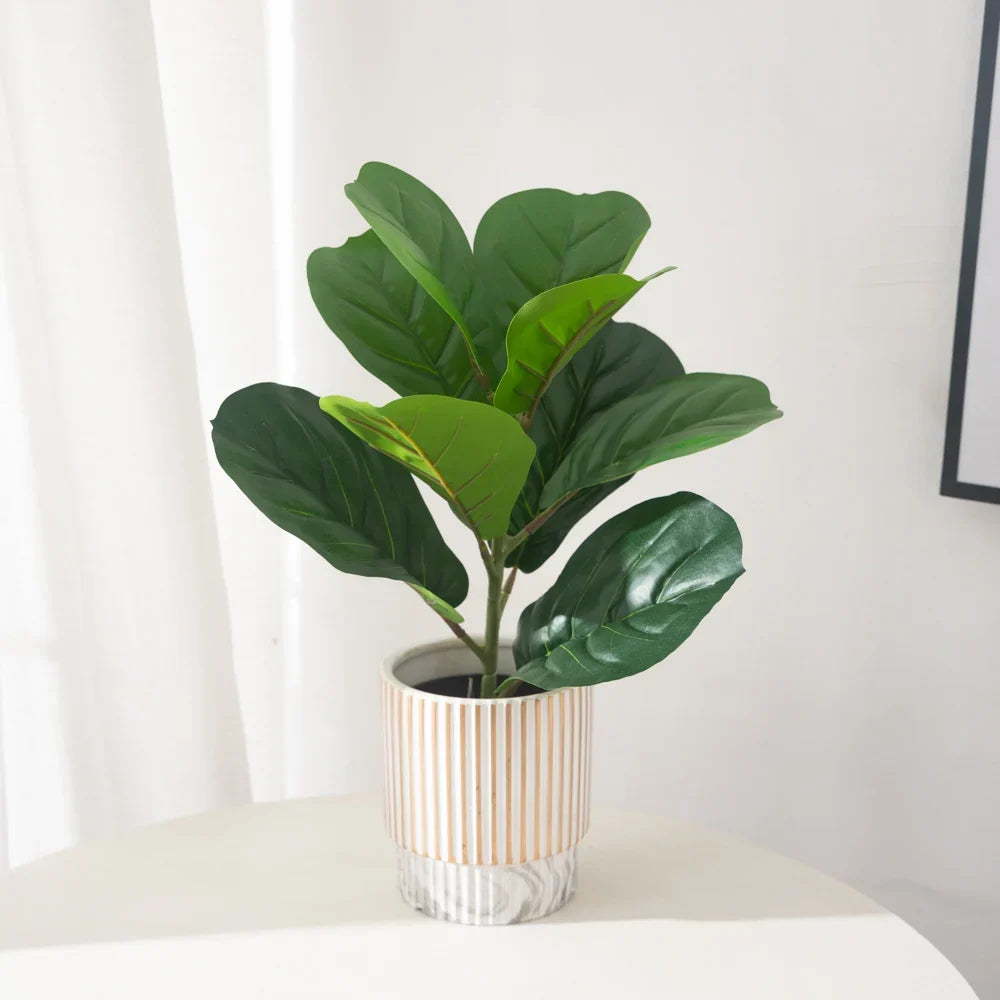 Artificial Ficus Rubber Tree Plant, 38 cm, Banyan Leaves - view 3