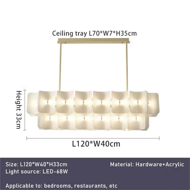 Newly designed LED chandelier, fingerprint chandelier, luxurious living room, bedroom, villa, hotel lobby, bright acrylic chande - Warm light / Length 120cm