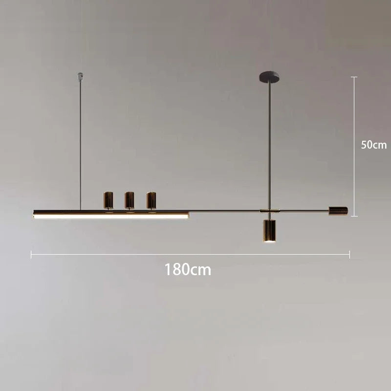 Modern Nordic minimalist design chandelier for interior decoration - C-180cm Black / Neutral Light