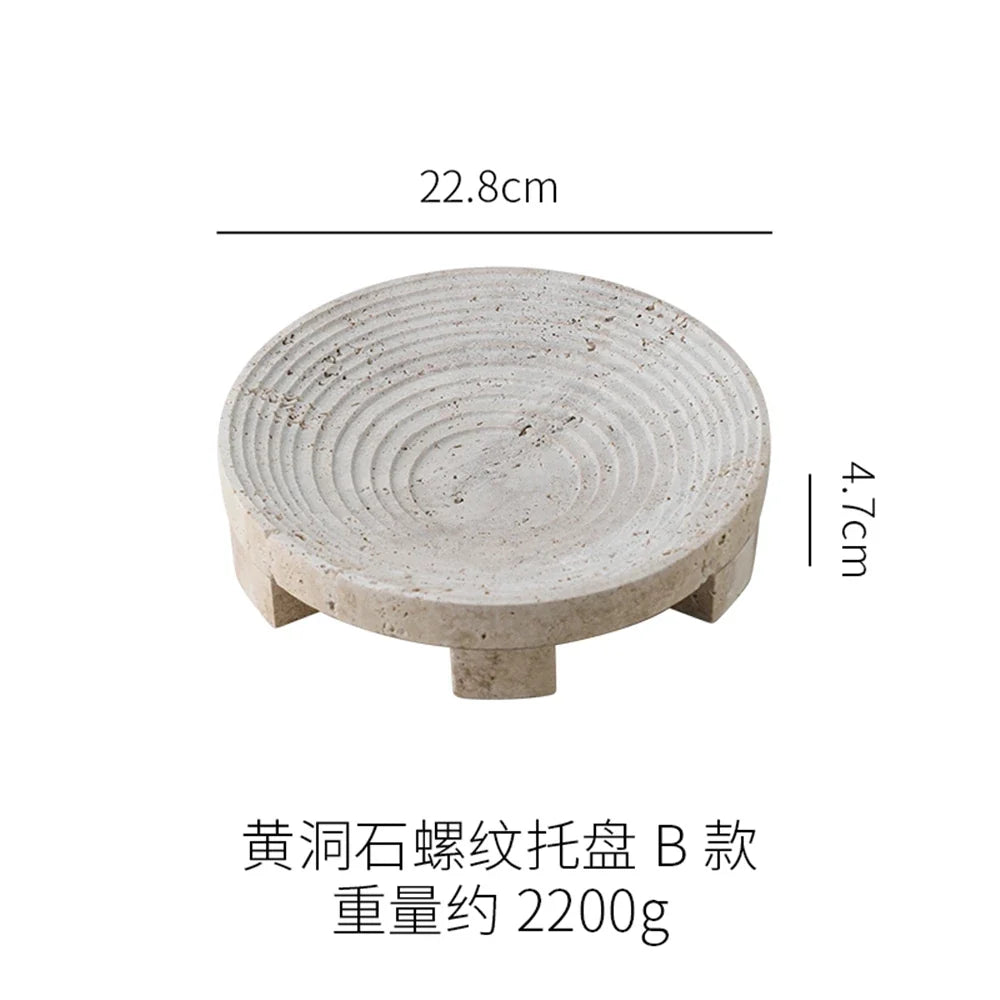 Minimalist marble tray for candles and jewelry - G-D22,8 CM