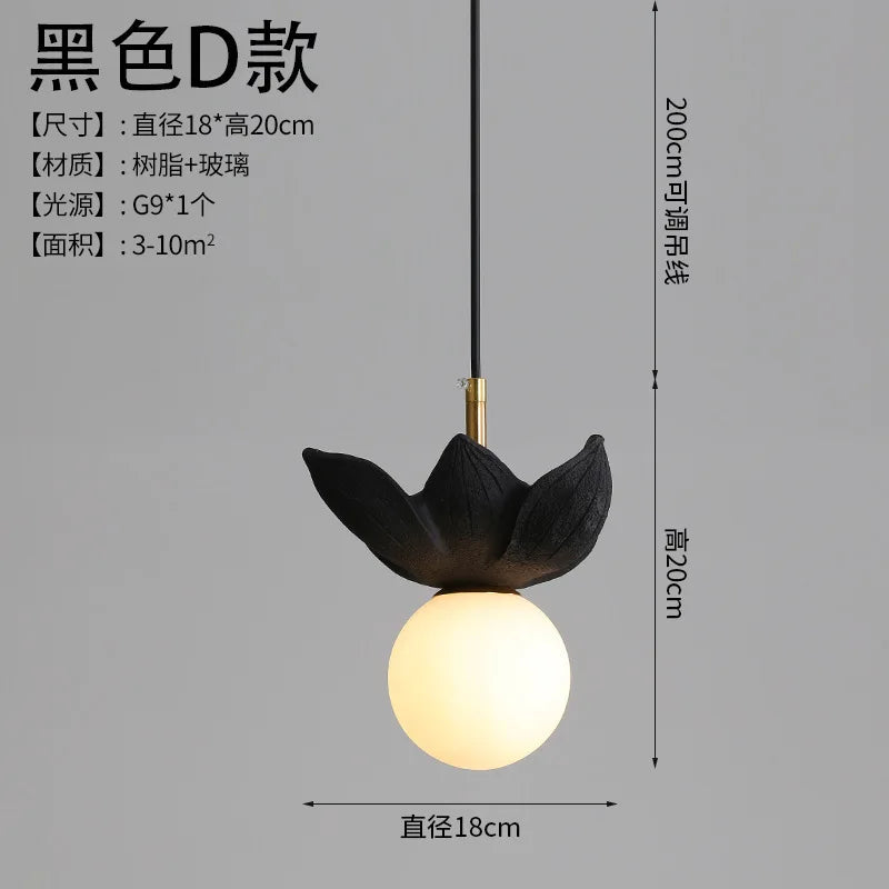 Modern resin pendant light for elegant interior decoration - Style D Black