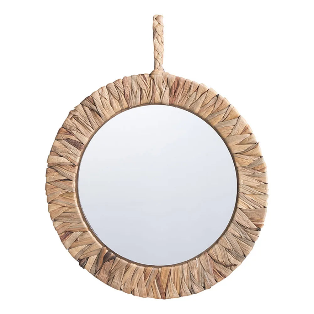 Unique Vintage Style Round Mirror, Handcrafted Craftsman Expert, Exquisite Adds Touch to Your Home, Khaki Color - view 4