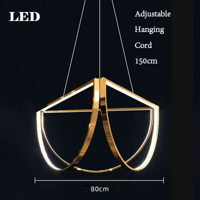 Chandelier led minimalist with variable intensity trend interior lighting - Dimmable / Dia80cm / White frame