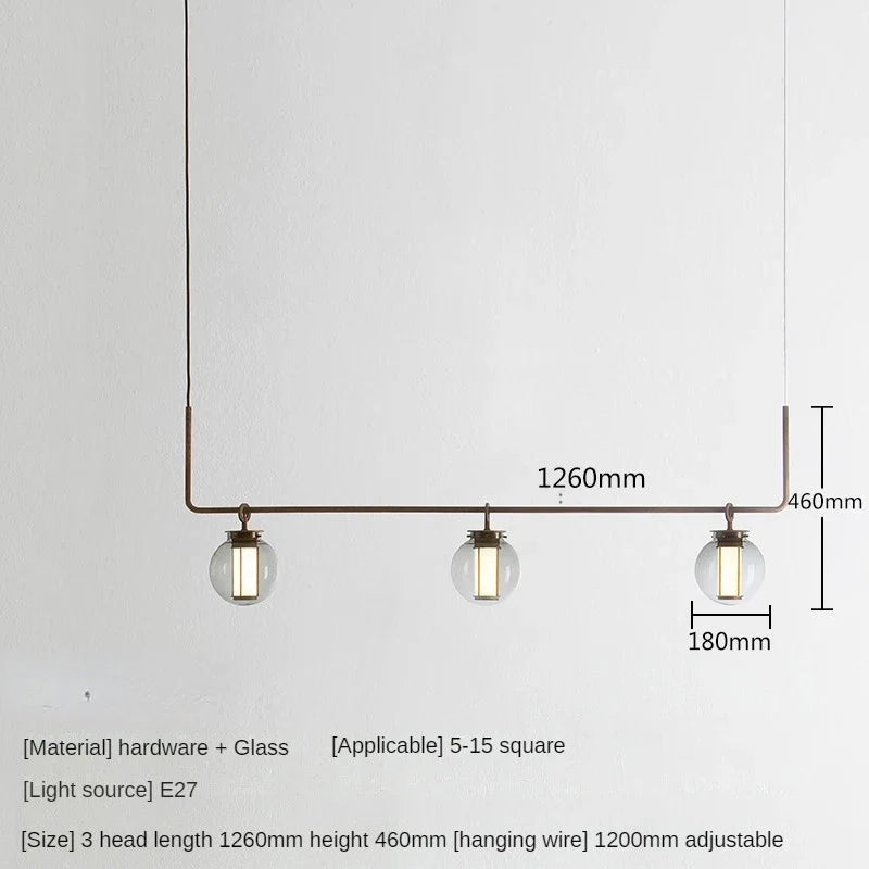 Minimalist glass pendant light for bar and restaurant - 3 heads / Warm White