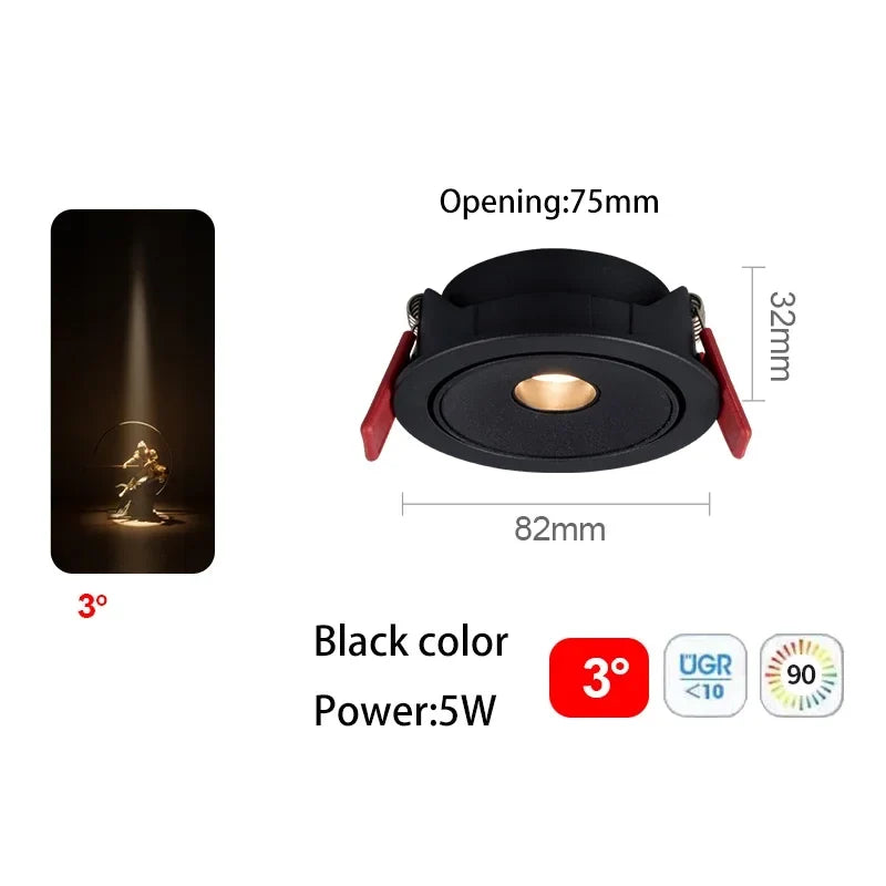 Ultra fine led spot with beam angle for interior lighting - BK 5W 3 degrees / 4000K