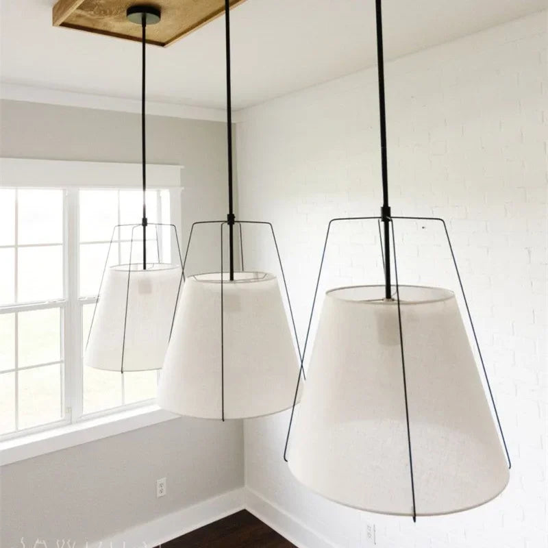 Cone drum pendant light, fabric lampshade, kitchen restaurant during light, indoor home decoration lighting - view 2