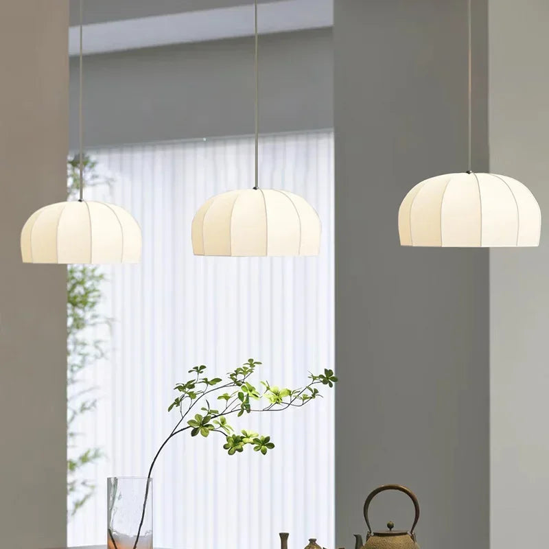 Wabi-sabi Nordic pendant light in decorative silk cocoon - view 3