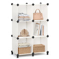 SONGMICS 6 Cube Storage Unit, Modular Plastic Cube Storage Organiser with Feet, Shoe Rack, Each Cube 30 x 30 x 30 cm - Ivory