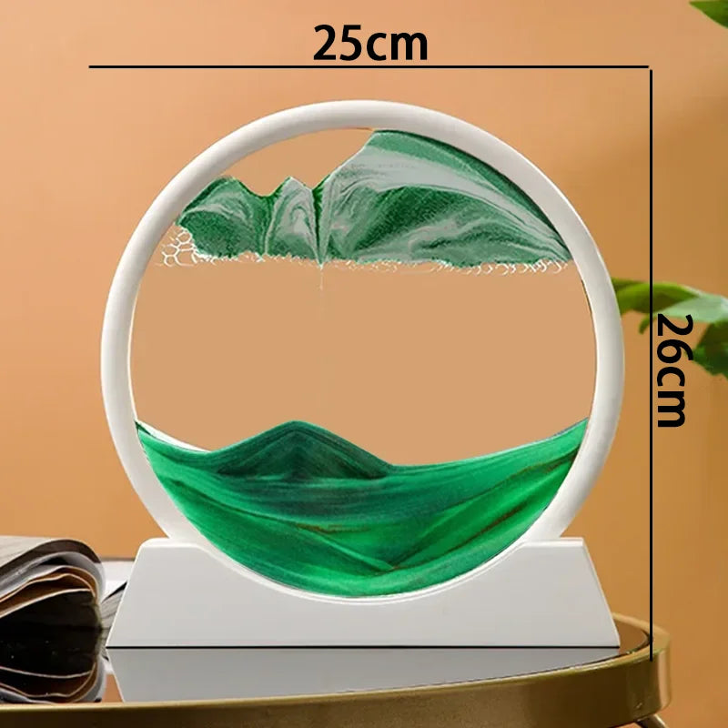 Glass hourglass 3d sand landscape in motion artistic decoration - F-Green (12 Inches)