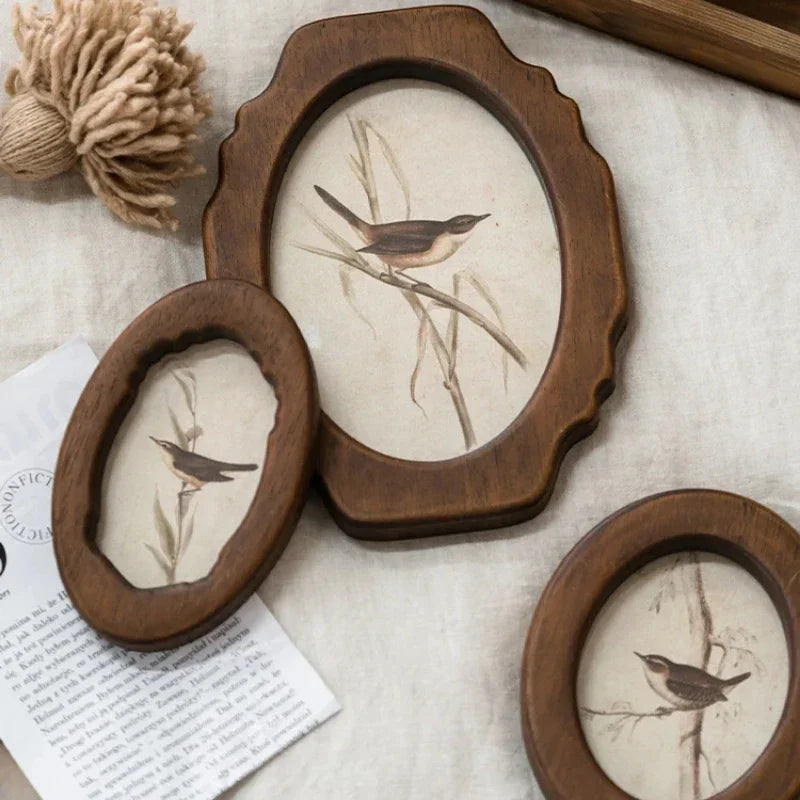 Antique wall frame in bird-shaped avian artistic painting - view 2
