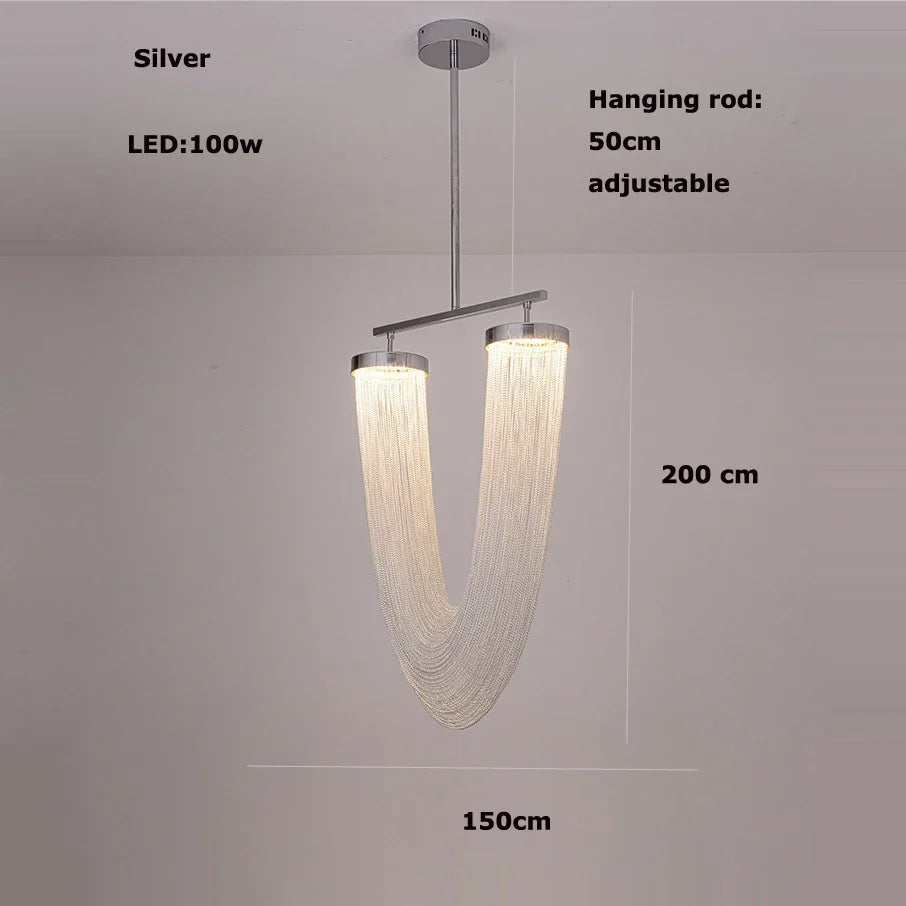 LED chandelier in chromed aluminium with variable intensity - Warm light / Silver 3