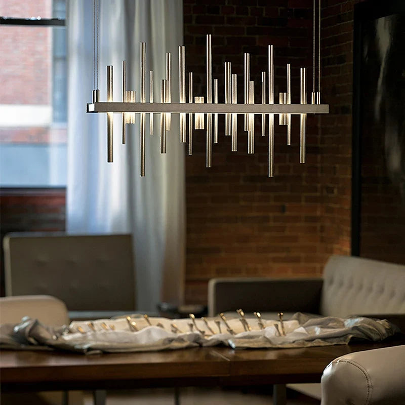 Minimalist chandelier in stainless steel black modern design - view 4