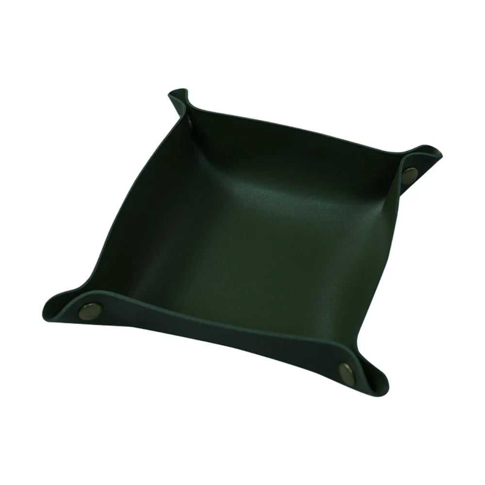 Foldable leather top for various storage and decoration - Dark Green / 9.84 x 9.84 inches