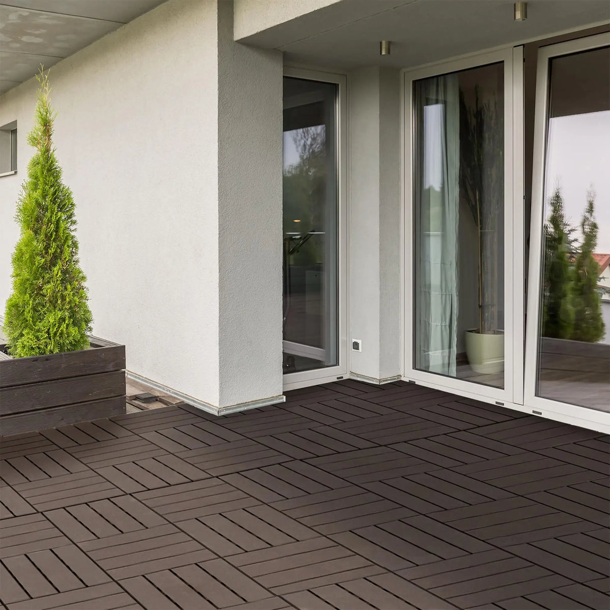 30x30 Wood-Look Interlocking Deck Tiles Slip-Resistant - view 2