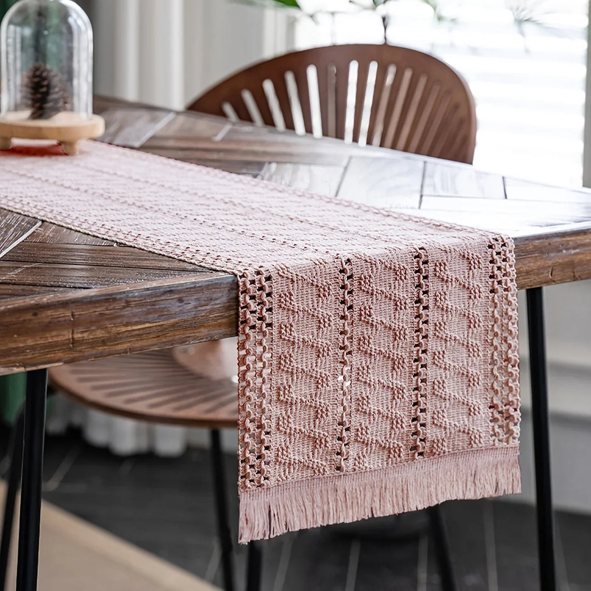 Embroidered French style decorative fringes table runner - 30cmx50cm 1pc