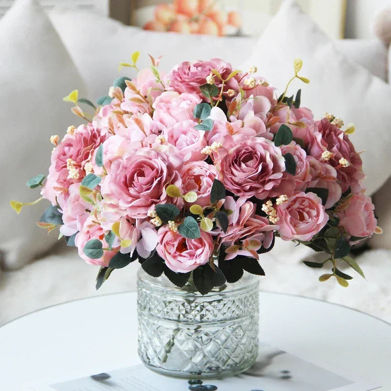 Bouquet of pink silk peonies for interior decoration - view 6