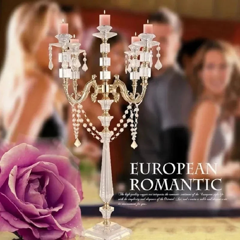 Acrylic Candle Holders with Crystal Pendants, Wedding Centerpieces, Marriage Candlestick, Home decor, 77 cm, 30 "Height - view 2