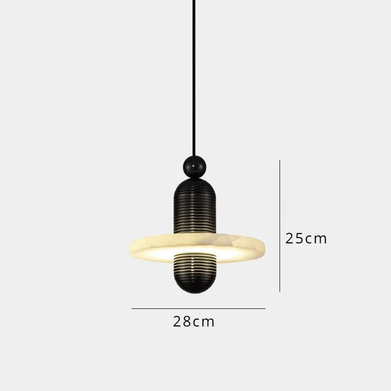 LED design marble pendant light for elegant interior - Black 28cm