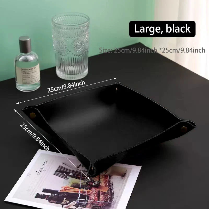 Leather Key and Cosmetic Storage Box, Medium or Large - Large Black