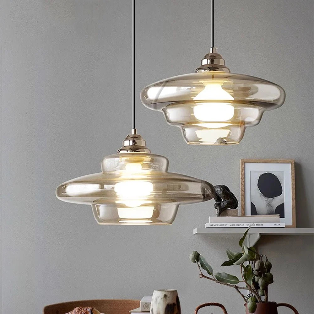 Decorative pendant light in modern Nordic plated glass - view 3