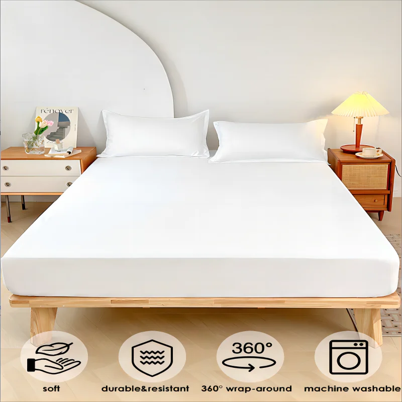 1PC Plain Color Waterproof Mattress Cover,Polyester Material, Thin Breathable,Bedroom，Four Seasons Apply - view 3