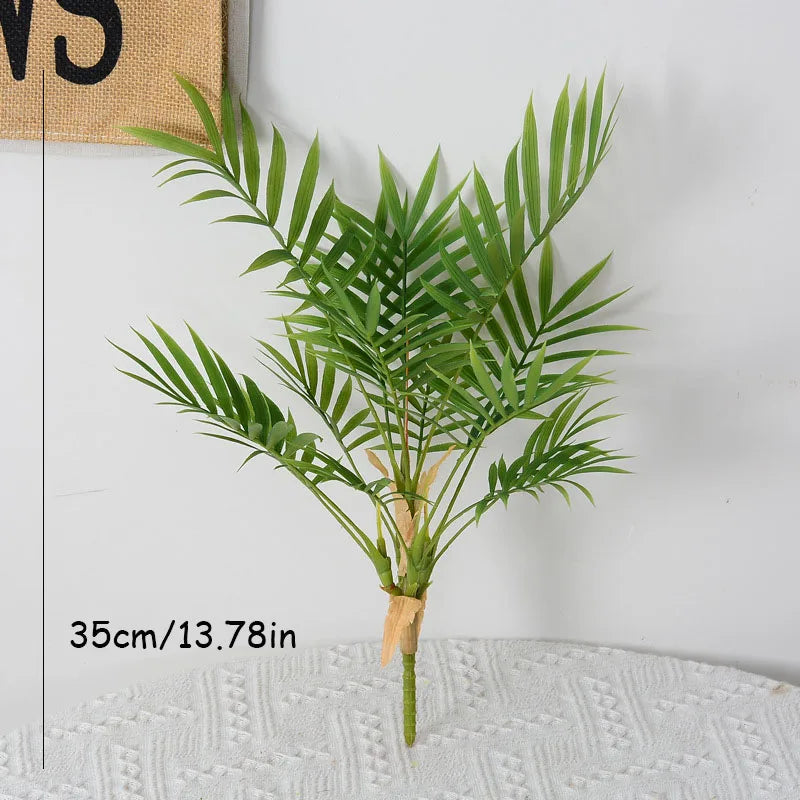 Small artificial palm plastic plants for interior and exterior decoration - 35 cm / No Pot