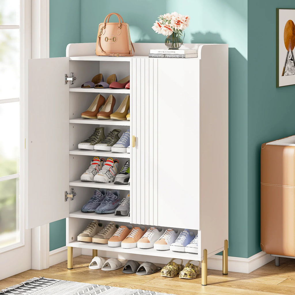 Six-level shoe cabinet with adjustable shelves - view 2