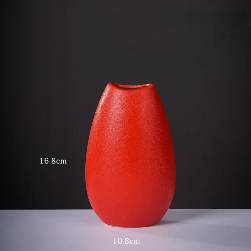 Ceramic Small Vase for Home Decoration, Simple and Modern, Round Flowers, Solid Color, New - 36