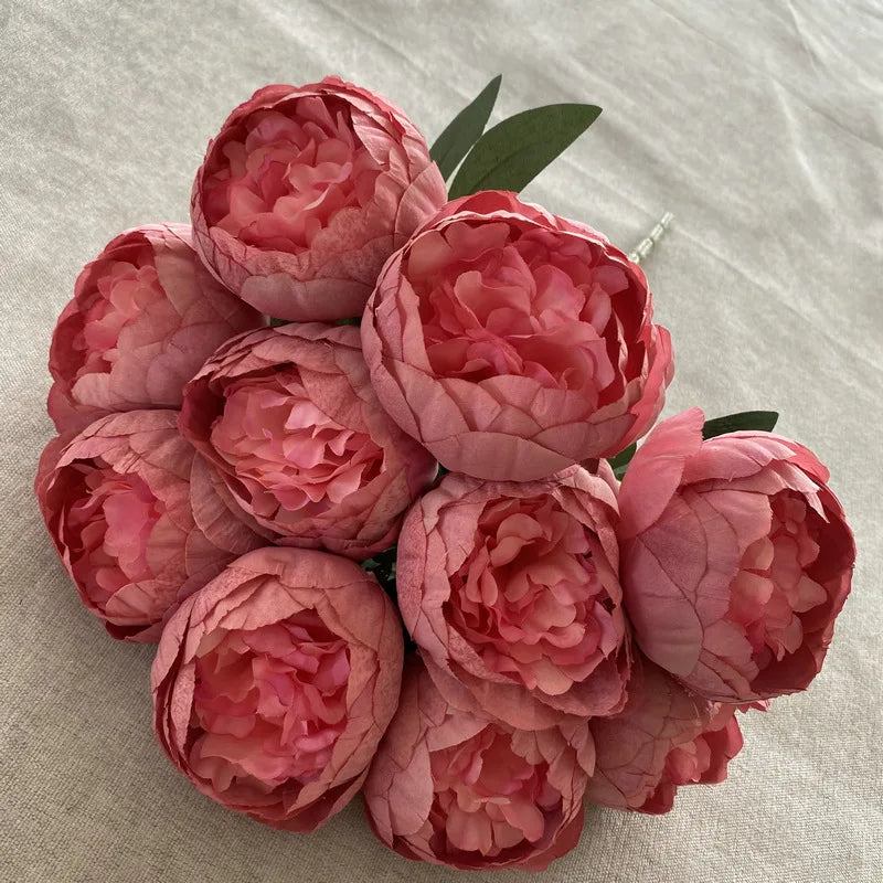 Timeless Artificial Peony Bouquet for Weddings - Pink Red