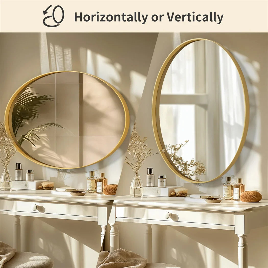 Brushed gold mirror with decorative metal frame - view 3