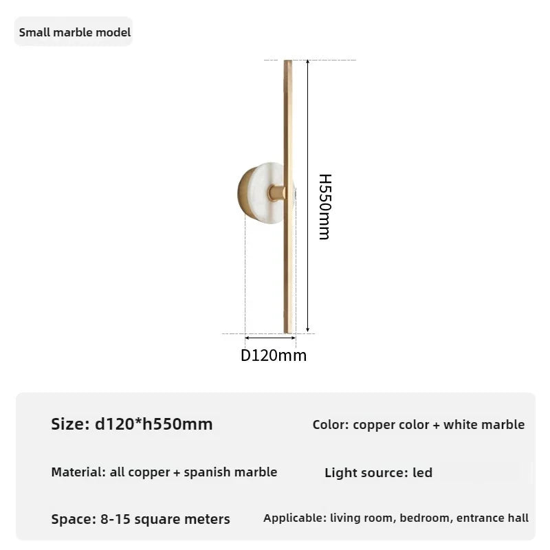 Spanish marble wall sconce minimalist design and luxury - Warm White (2700-3500K) / White-H 55cm