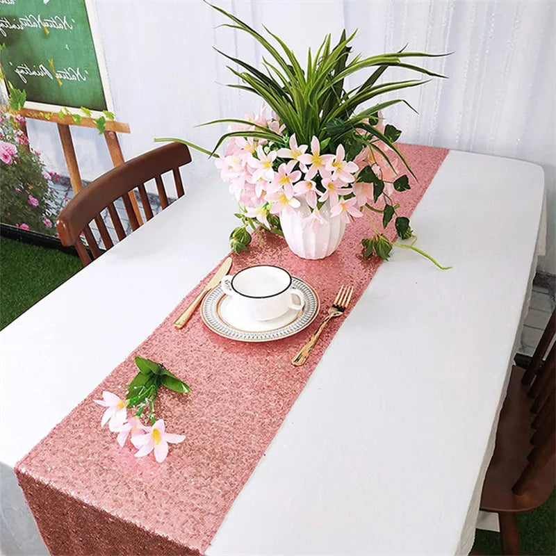 Gold-gold pink glittered table runner - view 4