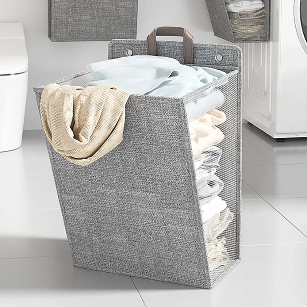 Multifunctional wall adhesive foldable cloth basket for clothing - view 4