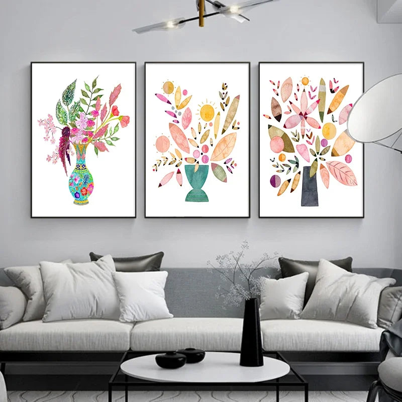 Watercolor flower vase modern wall art decorative print - view 4