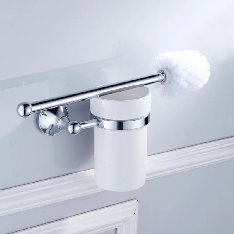 New vintage copper toilet brush holder with ceramic fastening - view 2