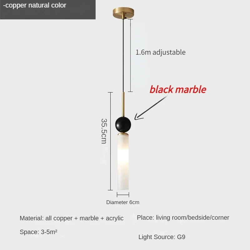 Marble and copper wall sconce for interior decoration - Cool White (5500-7000K) / Gold Chandelier