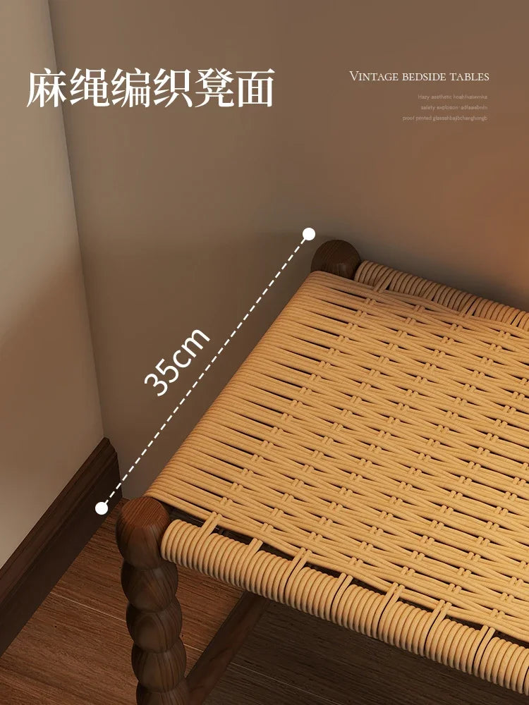 Creative Gourd Stool, French Woven Solid Wood Stool, Household Shoe Changing Stool, Living Room Sofa Side Shelf - view 2