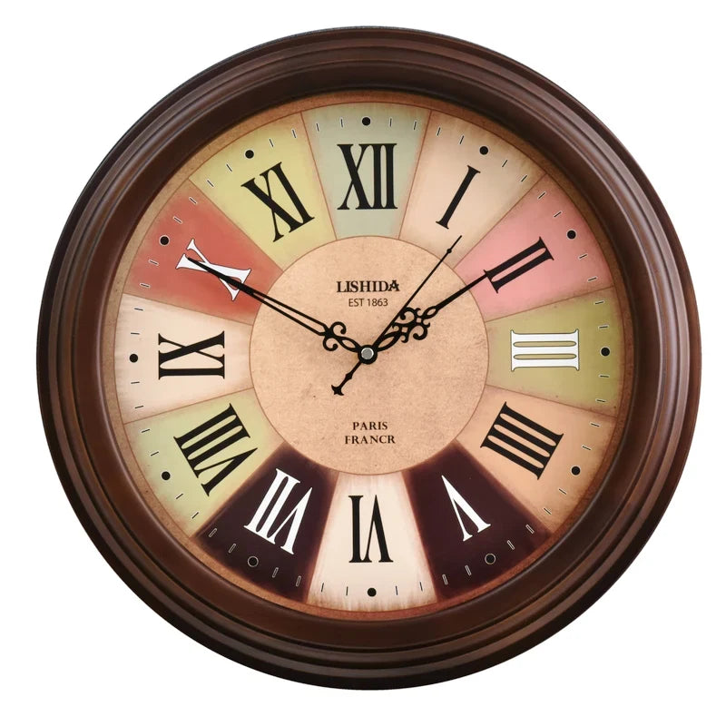 Silent wall clock customizable in retro modern wood - --- Light Walnut 37