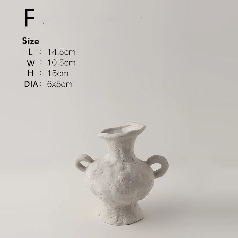 Hydroponics Nordic Style Simple Flower Pot, Ceramic White Vases, Table Accessories, Bathroom Aesthetic Room Decoration - F