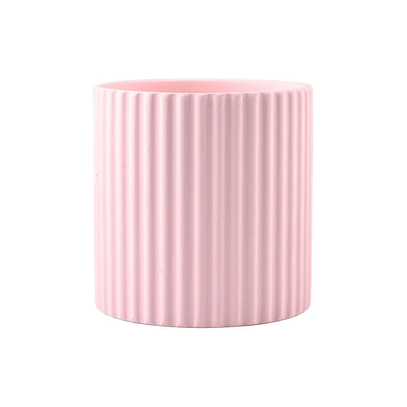 Ceramic flower jar vertical lines for indoor plants - 17 / 18 cm