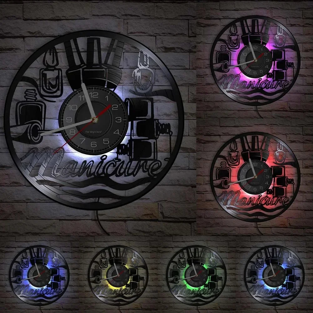 Vinyl wall clock for manicure and beauty salon - With LED2