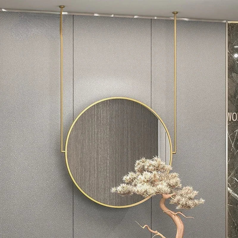 Round wall mirror in gold metal decorative elegant accessory - view 4