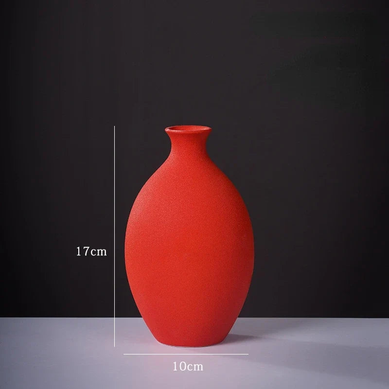 Ceramic Small Vase for Home Decoration, Simple and Modern, Round Flowers, Solid Color, New - 3